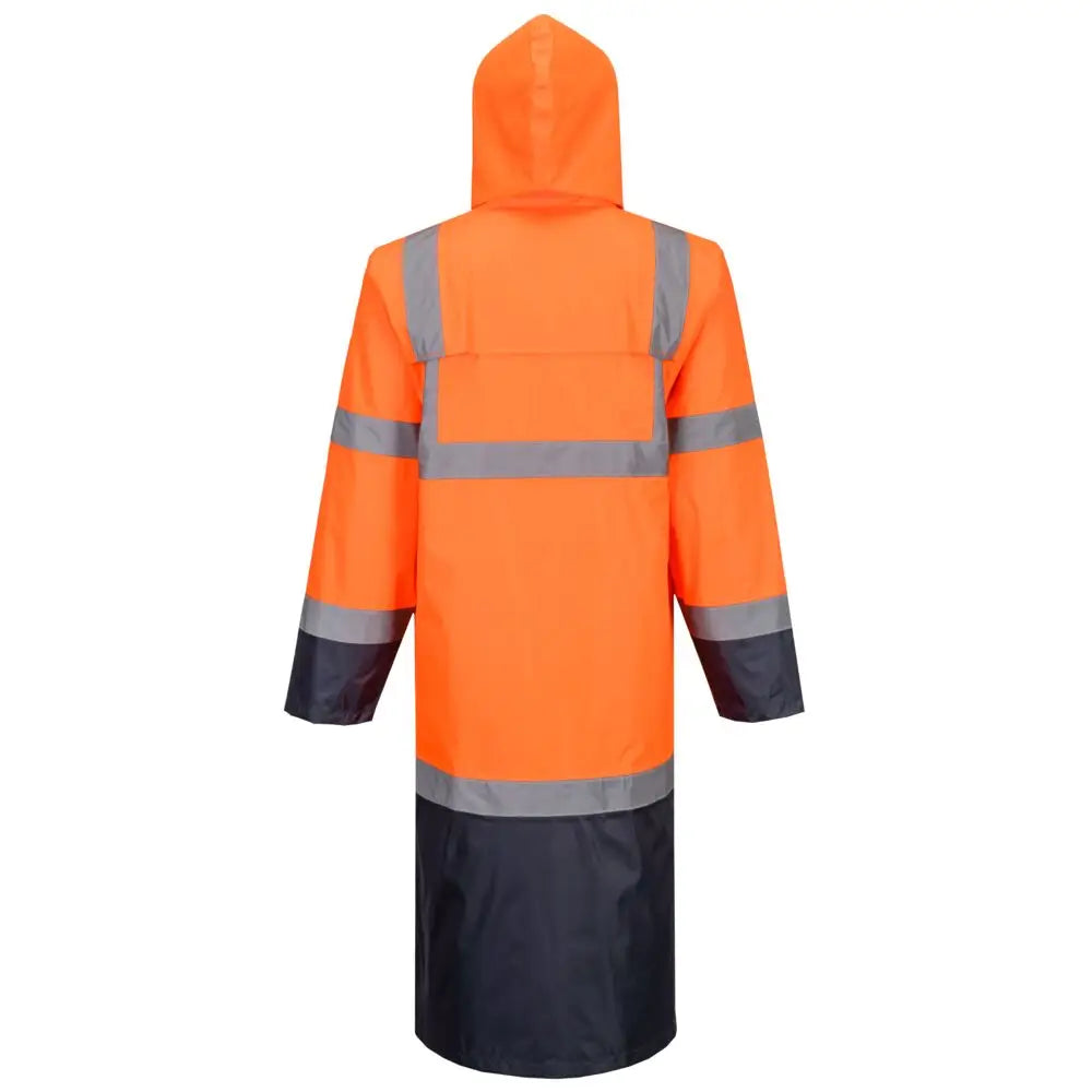 Portwest Hi-Vis Contrast Raincoat 122cm H446 - Oranssi/navy / 4XL - Sadetakit/kuoritakit
