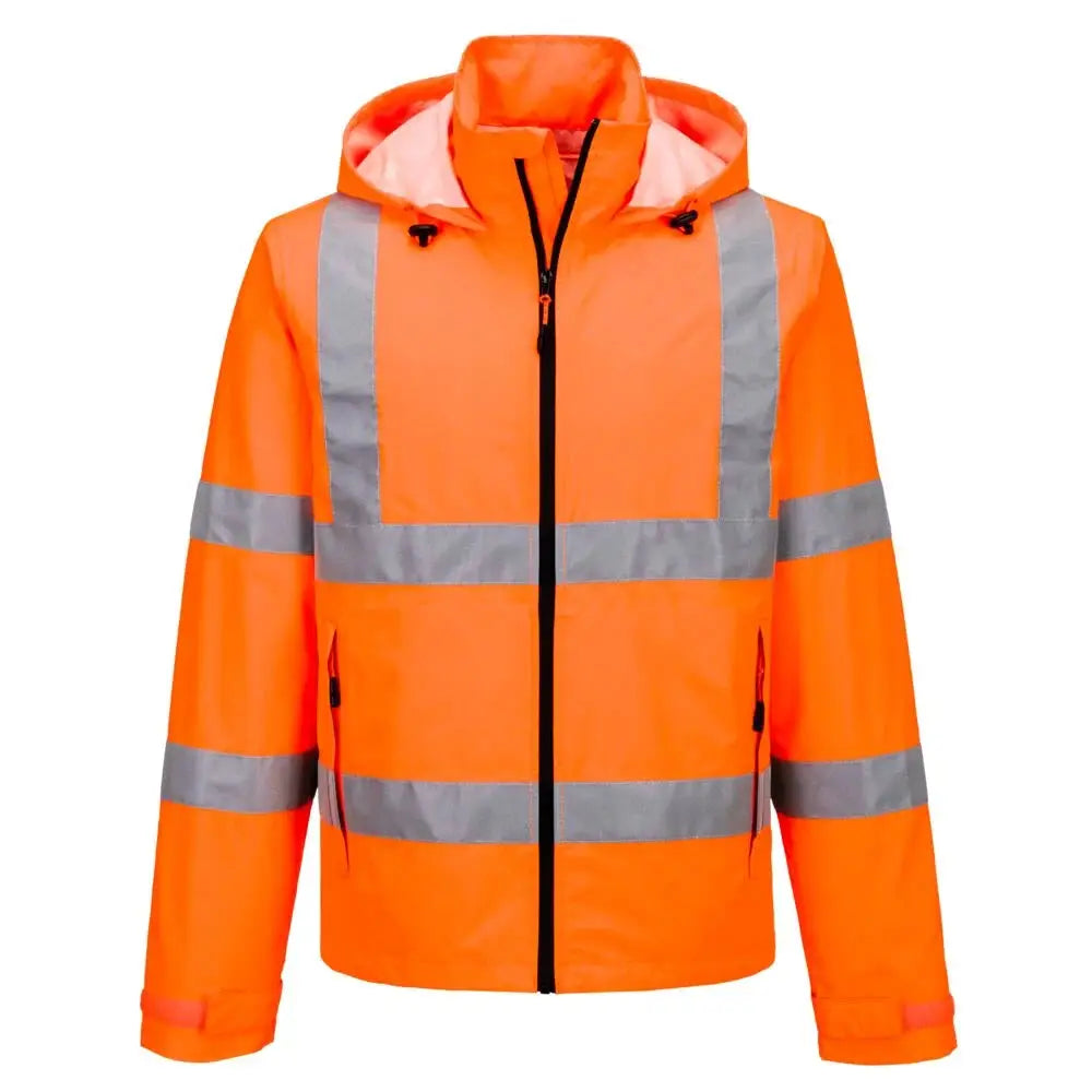 Portwest Hi-Vis kevyt pieneen tilaan pakattava takki S164 - Oranssi / 4XL - Työtakit