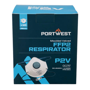 Portwest Muotoiltu FFP2 venttiilihengityssuojain (Pk10) - Kertakäyttöiset maskit