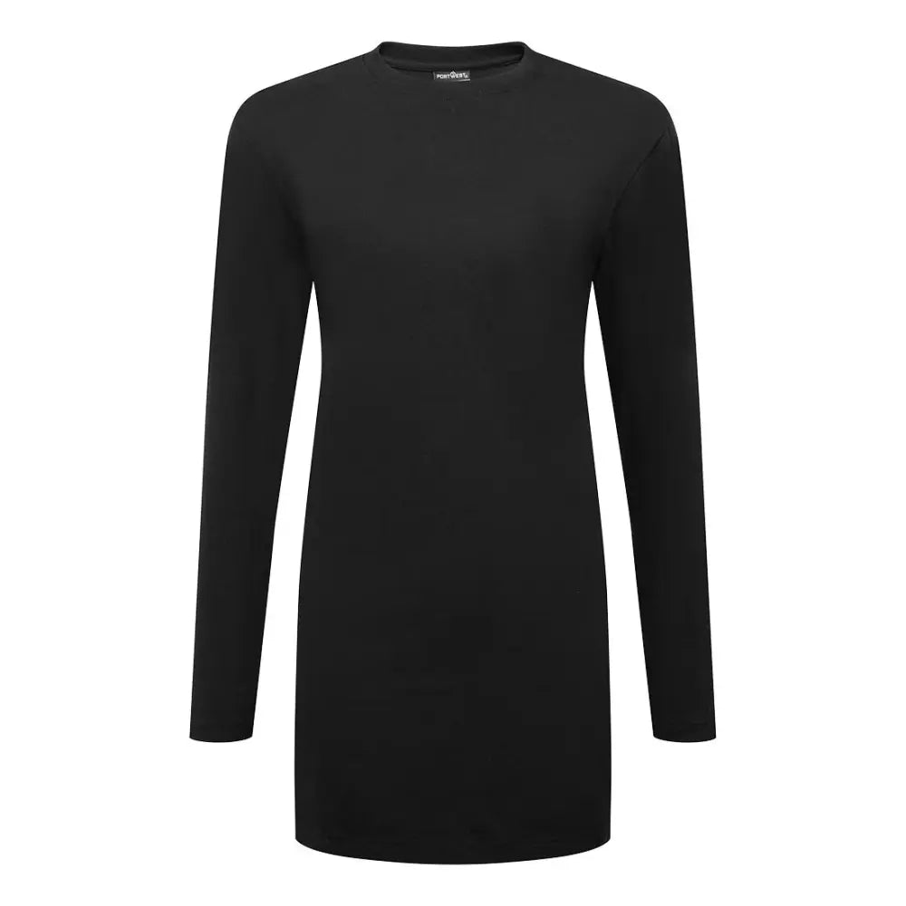 Portwest Naisten puuvilla Relaxed Fit T-paita L/S B194 - Musta / L - Työvaatteet