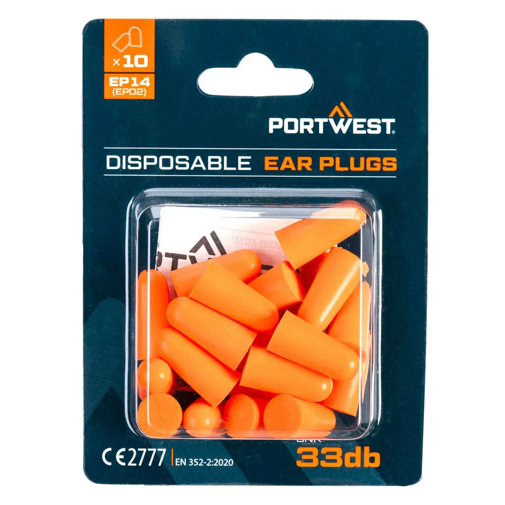 Portwest PU Vaahtomuovi korvatulpat (10 parin pakkaus) - Kuulonsuojaus