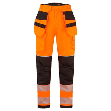 Portwest PW3 FR Modaflame Hi-Vis vuorelliset talviriipputaskuhousut - Oranssi/Musta / L - Työvaatteet