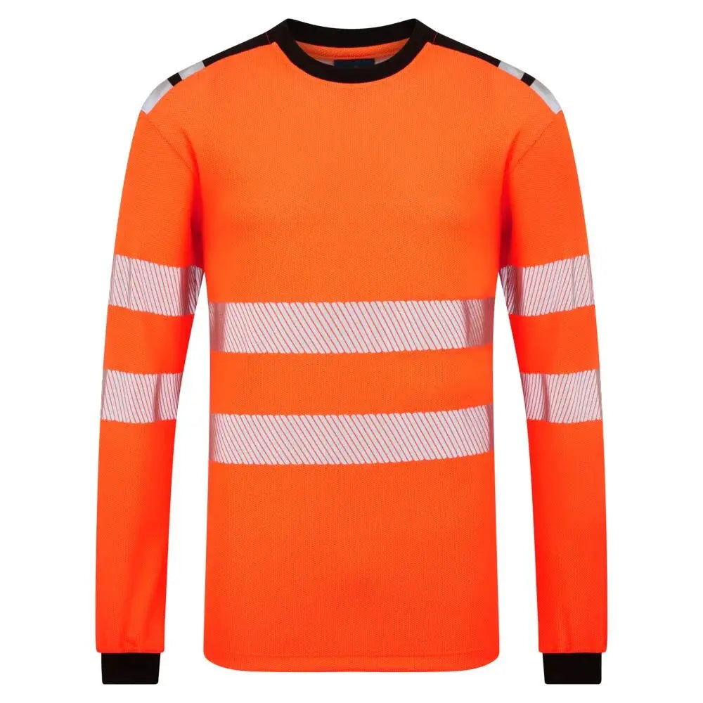 Portwest PW3 Modaflame Hi-Vis FR pitkähihainen t-paita FR736 - Oranssi/Musta / L - Työpaidat