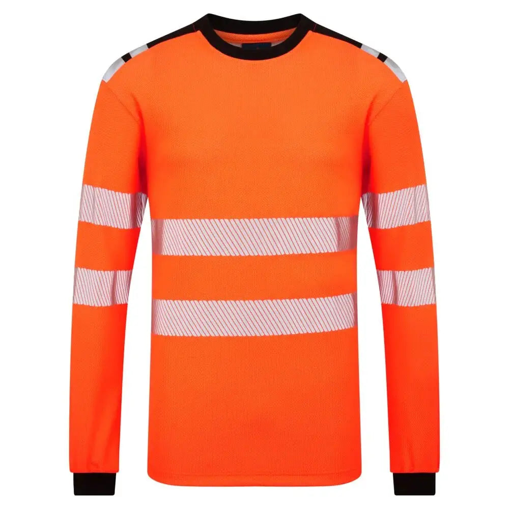 Portwest PW3 Modaflame Hi-Vis FR pitkähihainen t-paita FR736 - Oranssi/Musta / L - Työpaidat