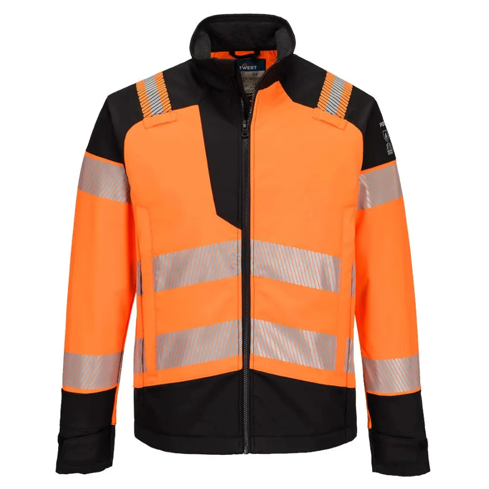 Portwest PW3 Modaflame Softshell Hi-Vis Multi-Normi FR-takki FR718 - Oranssi/Musta / L - Työtakit