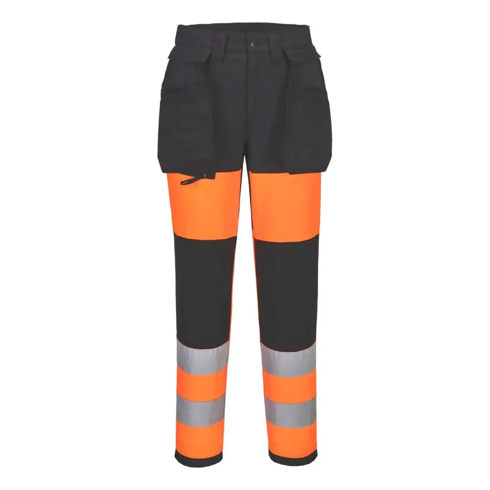 Portwest WX2 Eco Hi-Vis luokan 1 naisten Stretch-housut CD847 - Oranssi/Musta / 24 - Työhousut
