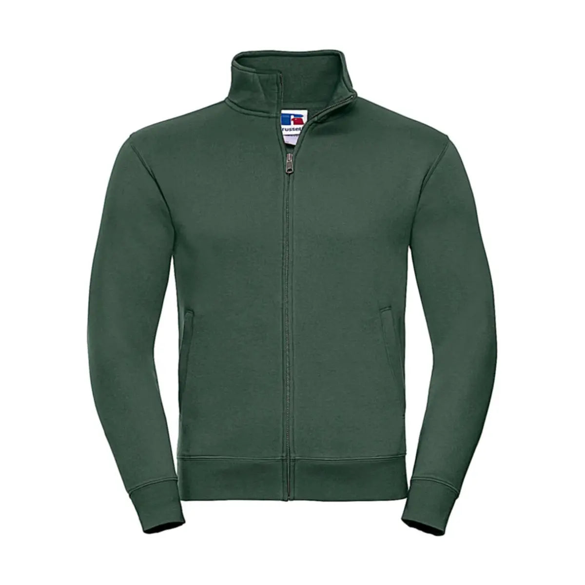 Russell Authentic Miesten vetoketjullinen Collegetakki - Vihreä (Bottle Green) / XS - Yritystekstiilit
