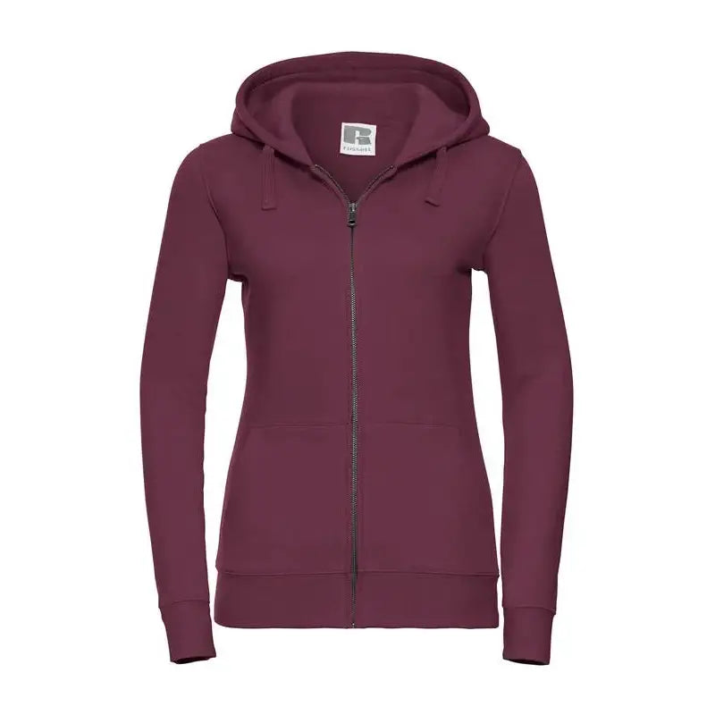 Russell Naisten Authentic Vetoketjuhuppari - Punainen (Burgundy) / XS - Yritystekstiilit