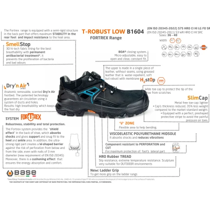 Base Fortrex T-ROBUST LOW Turvakengät EN ISO 20345:2022 S7S HRO CI HI LG SC FO SR